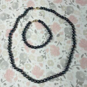 Blue-Purple Iridescent Necklace & Bracelet Set